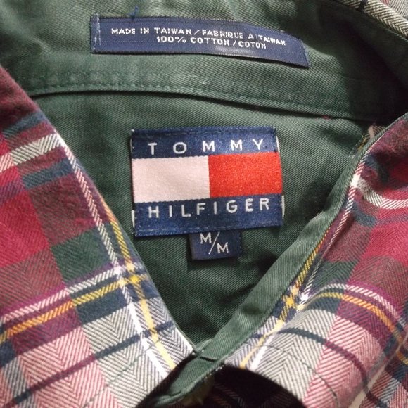 Tommy Hilfiger Maroon Plaid Button Down Shirt M - Picture 5 of 5